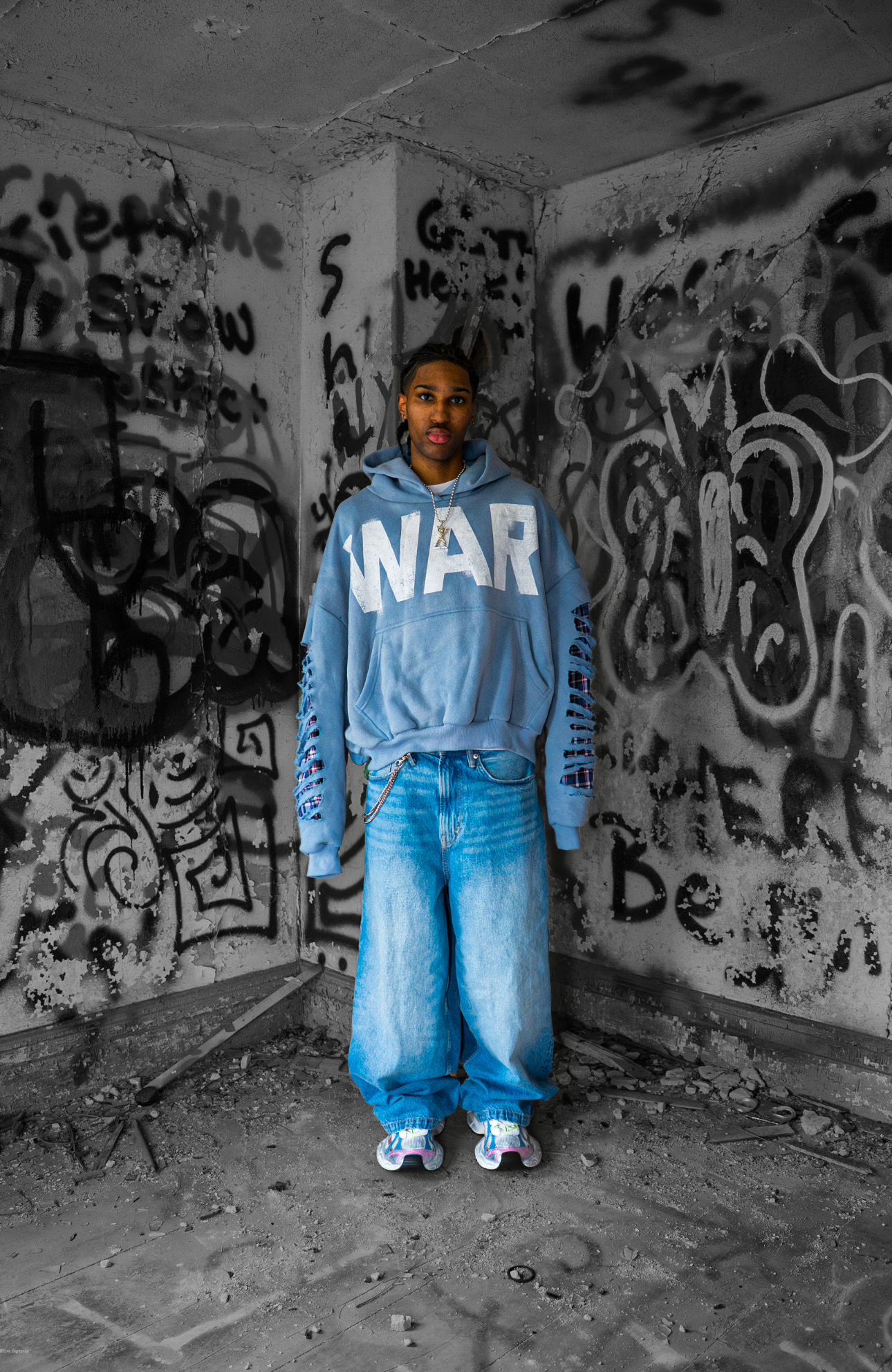 Flannel Frame Hoodie (blue)