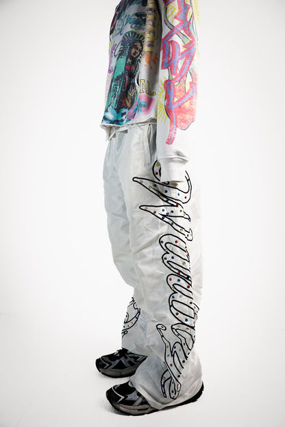 WHITE GEM TRACKPANTS